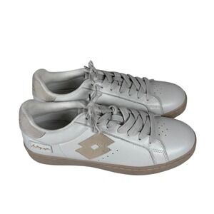 Lotto Mens 9M Autograph Sneakers White Tan Leather Retro Court Tennis Shoes